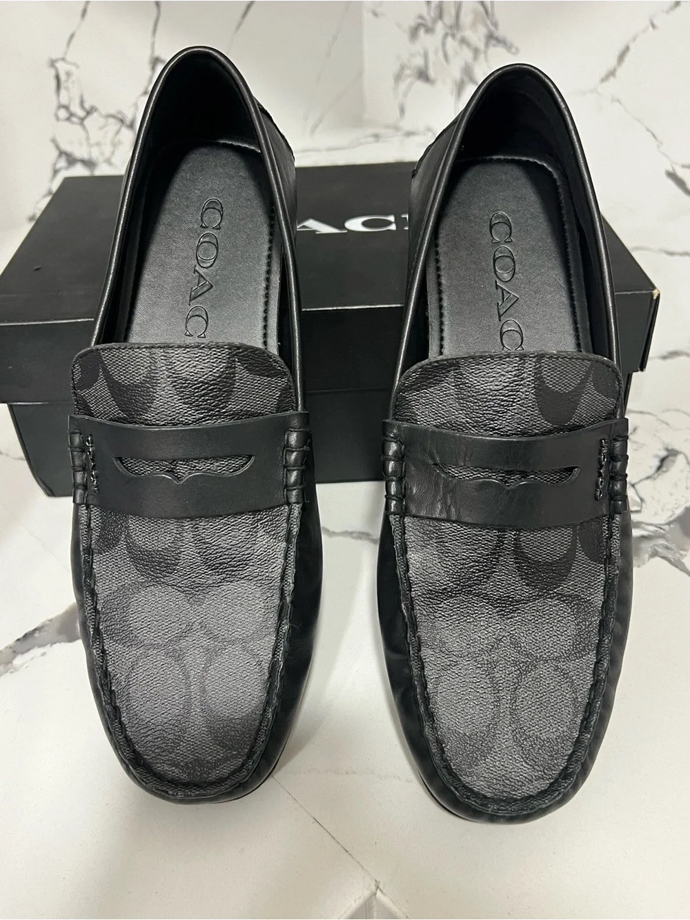 Coach Men's Black Signature Jacquard Loafers